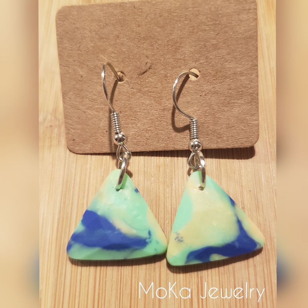 Handmade Polymer Clay Earrings- Electric Lime